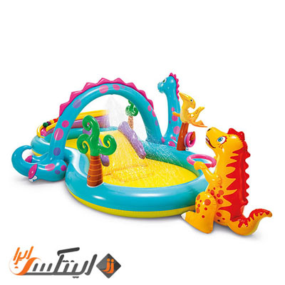 مشخصات استخر بادی کودک سرسره دار طرح اژدها intex 57135
