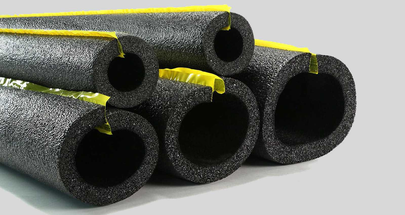 Insulation of hot and cold pipes of home with elastomeric pipe insulation